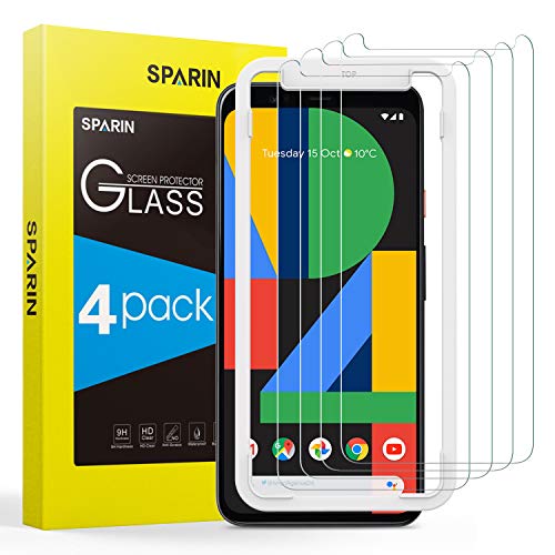 Product Cover Pixel 4 XL Screen Protector,[4-Pack]SPARIN Google Pixel 4XL Screen Protector with Alignment Frame/Bubble Free/High Definition/Scratch Resistant Tempered Glass for Google Pixel 4 XL