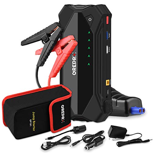 Product Cover GREPRO Car Jump Starter 1200A Peak 18000 mAh(Up to 7.5L Gas or 5.5L Diesel Engine) 12V Auto Battery Booster Portable Power Pack with Dual USB Quick Charge 3.0 Ports, Built-in LED Light and Compass