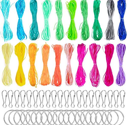 Product Cover String Gimp Plastic Lacing Cord for Bracelets Scoubidou Craft Kits with Snap Clip Hooks 20 Colors