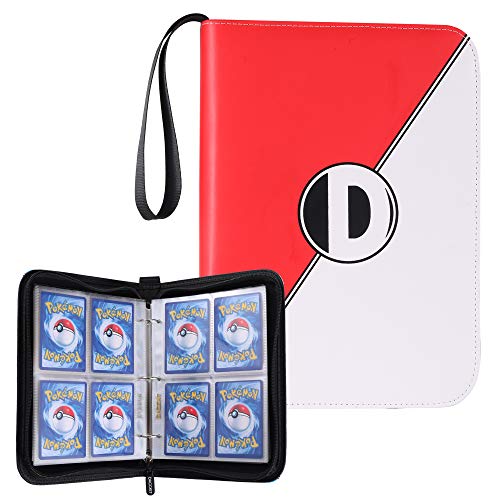Product Cover D DACCKIT Carrying Case Binder Compatible with Pokemon Card, Holds Up to 400 Cards - Trading Cards Collectors Album with 50 Premium 4-Pocket Pages (Red White)
