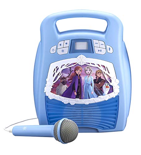 Product Cover eKids Frozen 2 Bluetooth Portable MP3 Karaoke Machine Player with Light Show Store Hours of Music with Built in Memory Sing Along Using The Real Working Microphone USB Port to Expand Your Content
