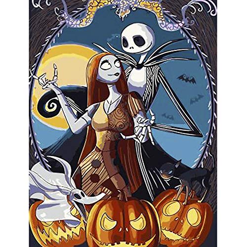 Product Cover Blovec DIY Paint by Numbers for Adults Acrylic Oil Painting by Numbers Kits Art Crafts for Home Wall Decoration 16x20 Inch (Jack Halloween Skull)