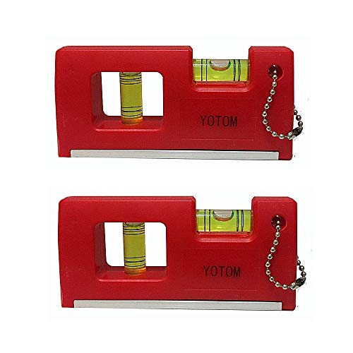 Product Cover Magnetic Pocket Level, Magnet Spirit Bubble Leveler for Determining Horizontal and Vertical Plane, 2 Pieces (Red - 2pack)