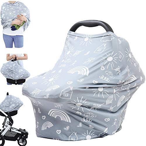 Product Cover Carseat Canopy Breastfeeding Nursing Cover - Multi Use Infant Stroller Cover, Car Seat Covers for Babies, Nursing Scarf, Baby Shower Gifts for Boys and Girls
