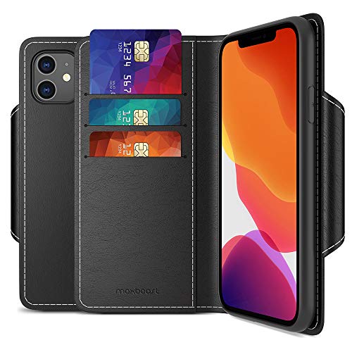 Product Cover Maxboost mWallet Designed for Apple iPhone 11 Case (2019, 6.1-inch) [Folio Cover] Premium PU Leather Credit Card Wallet Holder Compatible with iPhone 11 Flip Cover Side Pocket Magnetic Closure - Black