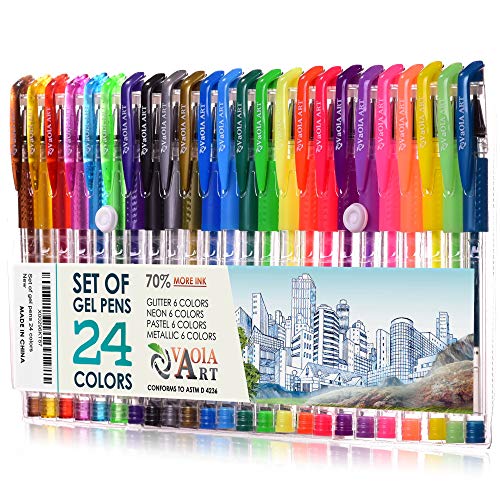 Product Cover Color Gel Pens - Gel Pens for Kids - Coloring Pens - Gel Pens Set - Pen Sets for Girls - Spirograph Pens - Pen Art Set - Artist Gel Pens - Sparkle Pens for Kids - 24 Gel Pens - Arts Pens