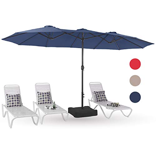 Product Cover PHI VILLA 15ft Patio Umbrella Double-Sided Outdoor Market Extra Large Umbrella with Crank, Umbrella Base Included (Blue)
