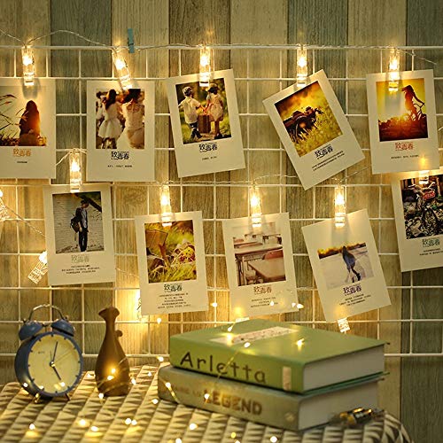 Product Cover GHodec Photo Hanging Clip String Lights Battery Powered 20 LEDs Bedroom Fairy Lights with 10-Clip for Pictures/Artwork/Decor (Warm White)