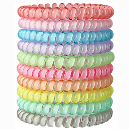 Product Cover Candy Color 10 Piece Spiral Hair Ties, Coil elastics Hair Ties, Multicolor Medium Spiral Hair Ties,No Crease Hair Coils, Telephone Cord Plastic Hair Ties For Women And Girls