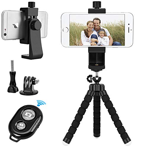 Product Cover YOTOCversion Cell Phone Tripod, Premium Phone Tripod, Flexible Tripod with Wireless Remote Shutter, Compatible with iPhone/Android Samsung, Mini Tripod Stand Holder for Camera GoPro/Mobile Cell Phone