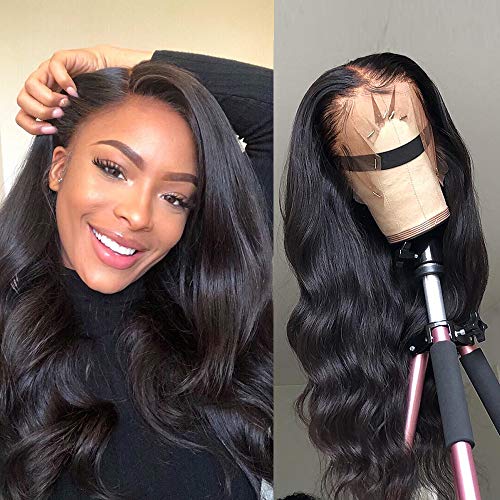 Product Cover 360 Body Wave Lace Frontal Wigs Human Hair Brazilian Black Women 150% Density Pre Plucked With Baby Hair 100% Unprocessed Virgin Human Hair (16 inch)