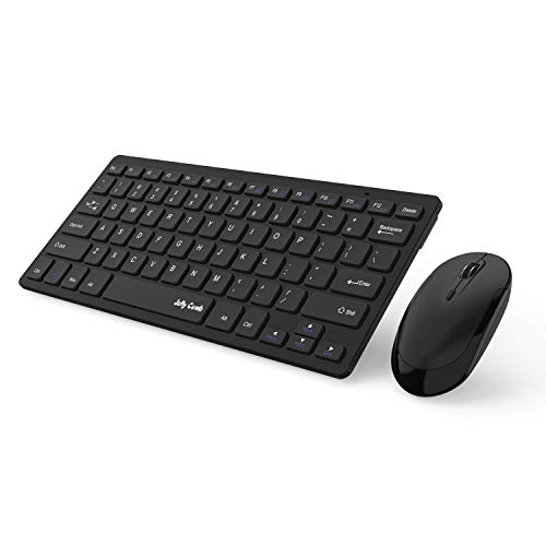 Product Cover Wireless Keyboard and Mouse, Jelly Comb 2.4G Slim Compact Quiet Small Keyboard and Mouse Combo for Windows, Laptop, PC, Notebook-Black