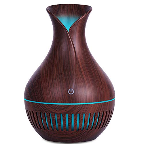Product Cover HBorna Essential Oil Diffuser, 130ml Mini Portable Aromatherapy Wood Grain Cool Mist Humidifier with 7 Colors LED Lights and Waterless Auto Shut-off for Home Office Bedroom Room