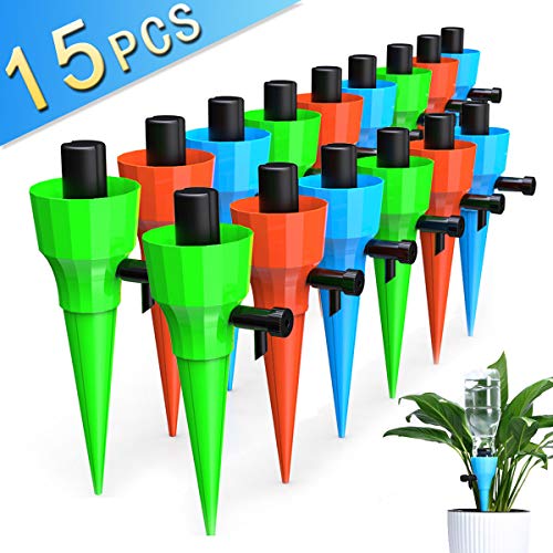 Product Cover KakuFunny Plant Watering Spikes,Universal Self Watering Spikes with Slow Release Control Valve,Automatic Vacation Drip Irrigation Watering Devices Plant Waterer for Outdoor Indoor Plants-15pcs