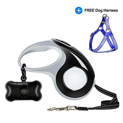 Product Cover Heavy Duty Nylon Retractable 16ft Dog Leash with Bonus Free Dog Harness(Adjustable 15.7