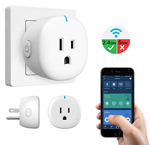 Product Cover MoKo WiFi Smart Plug, Mini WiFi Outlet Mini Socket Compatible with Alexa Echo, Google Home & IFTTT, App Remote Control Home Appliances, 10A, Only Supports 2.4GHz Network No Hub Required, White