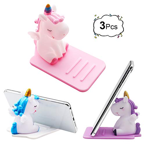Product Cover 3 Pack Unicorn Phone Holder, Cute Unicorn Desktop Cell Phone Stand Holder Adjustable Stand, Compatible with All Mobile Smart Phone, Tablet Office Decor Desk Smartphone Dock Unicorn Gift for Girl