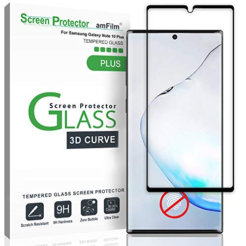 Product Cover amFilm Glass Screen Protector for Galaxy Note 10 Plus, Note 10+ (2019) Tempered Glass, Dot Matrix with Easy Installation Tray (Not Compatible with The Fingerprint Scanner)