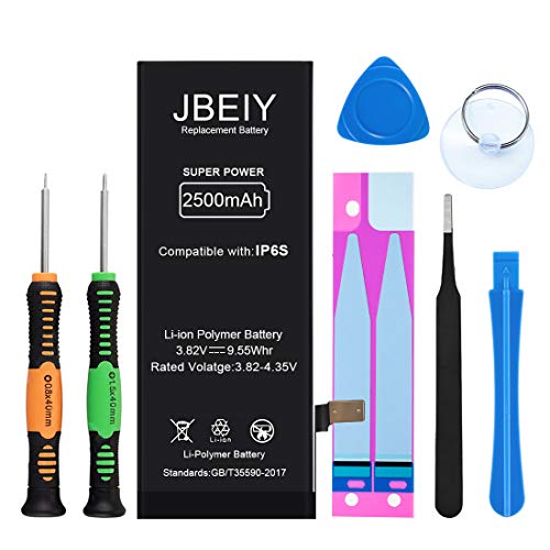 Product Cover JBEIY Battery Compatible with iPhone 6S, 2500mAh Super High Capacity Replacement Battery New 0 Cycle, with Professional Replacement Tool Kit and Instructions -1 Year Warranty