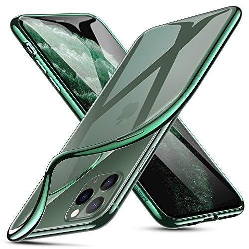 Product Cover ESR Case Compatible with iPhone 11 Pro Max, Case Cover with 1.1 mm Thick Slim Clear Soft TPU, Crystal Clear Back Case, Flexible Silicon Cover for iPhone 11 Pro Max 6.5-Inch (2019), Green Frame