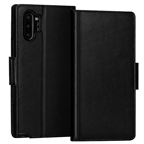 Product Cover FYY Samsung Galaxy Note 10 Plus Case/Galaxy Note 10 Plus 5G Case Luxury Cowhide Genuine Leather [RFID Blocking] Wallet Case with Kickstand and Card Slots for Galaxy Note 10 Plus/Note 10 Plus 5G Black