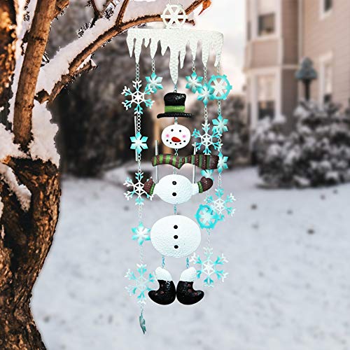 Product Cover Juegoal Christmas Snowman Wind Chimes with Metal Snowflake Xmas Holiday Party Outdoor Hanging Decoration