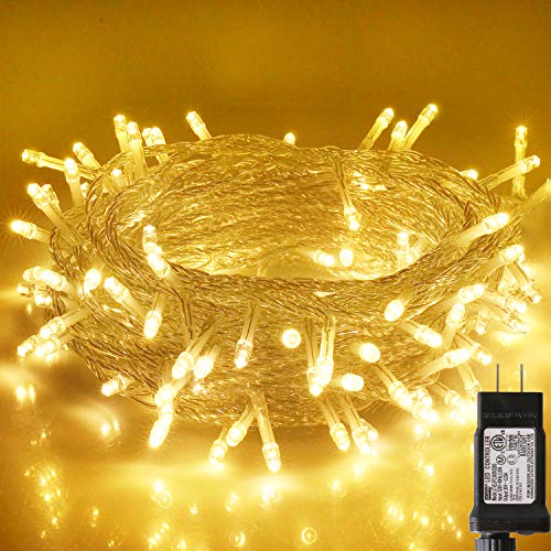 Product Cover Blingstar Christmas Lights 33ft 100 LED String Lights 30V Plug in Fairy Lights Waterproof 8 Modes Warm White Fairy String Lights for Indoor Outdoor Bedroom Wedding Party Patio Christmas Tree