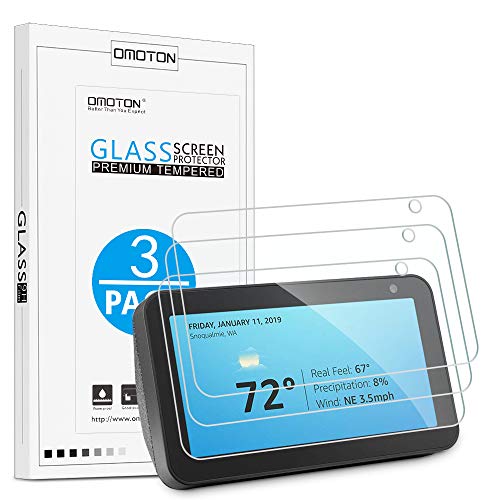 Product Cover [3 Pack] OMOTON Echo Show 5 Screen Protector - Tempered Glass/Pricise Cutout/High Defination [Update Version]