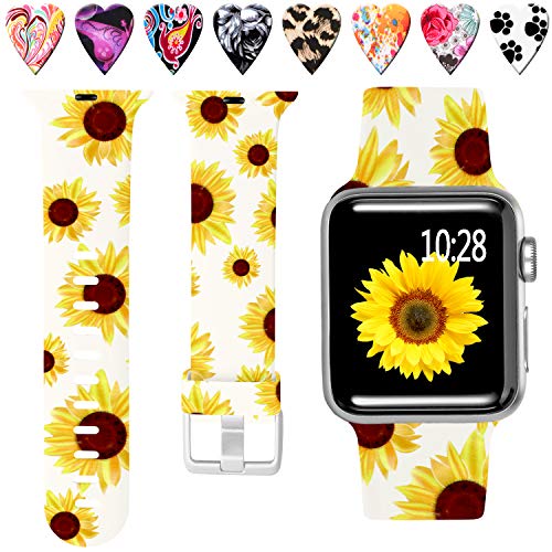 Product Cover Laffav Compatible with Apple Watch Band 44mm 42mm iWatch Series 5 4 3 2 1 for Women Men, Sunflower, S/M
