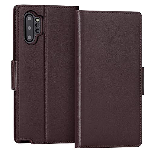 Product Cover FYY Samsung Galaxy Note 10 Plus Case/Galaxy Note 10 Plus 5G Case Luxury Cowhide Genuine Leather [RFID Blocking] Wallet Case with Kickstand and Card Slots for Galaxy Note 10 Plus/Note 10 Plus 5G Brown