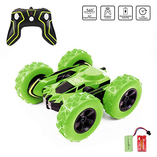 Product Cover Remote Control Car Rc 4WD Off Road Double Sided Flips 360°Rotation Racing Vehicle, Rechargeable 2.4GHz High Speed 7.5Mph Toy Car for Kids, Battery Included