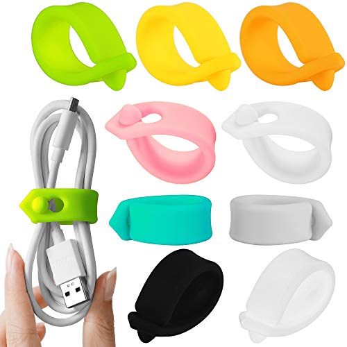 Product Cover ELFRhino Reusable Cord Organizer Cable Straps Keeper Holder Cable Ties Wire Ties for Phone Charging Cord Electronics Electrical Computer PC Wire Wrap Manager Management(Set of 9)