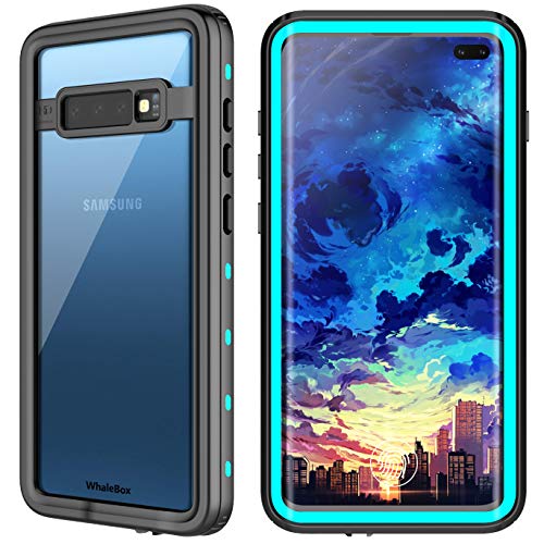 Product Cover WhaleBox Compatible with Samsung Galaxy S10+ Waterproof Case, Galaxy S10 Plus Waterproof Case Dust Proof Shock Proof Case with Built-in Screen Protector, Heavy Duty Protective for S10+ (Blue/Clear)