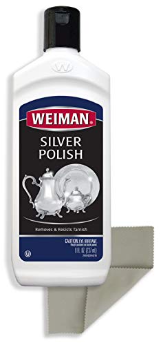 Product Cover Weiman Silver Cleaner and Polish - 8 Ounce with Polishing Cloth - Ammonia Free - Polish Silver Jewelry Sterling Silver Antique Silver Gold Brass Copper and Aluminum