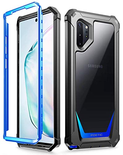 Product Cover Galaxy Note 10 Plus Rugged Clear Case, Poetic Full-Body Bumper Cover, Support Wireless Charging, Without Built-in-Screen Protector, Guardian, Case for Samsung Galaxy Note 10+ Plus 5G, Blue