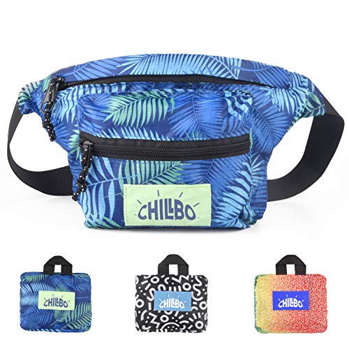 Product Cover Chillbo Fanny Pack - Fanny Packs for Women and Waist Bags for Men (Blue Leaf)