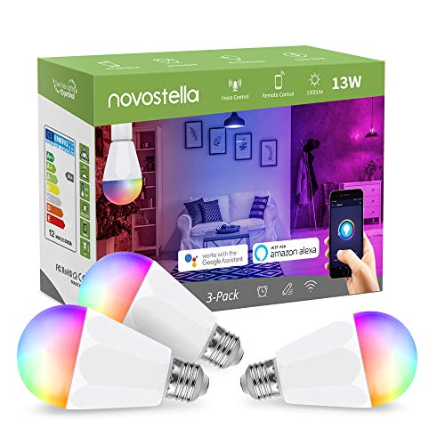 Product Cover Novostella 13W 1300LM Smart LED Light Bulbs, WiFi RGBCW 2700K-6500K Dimmable Multicolor Bulb, A19 E26, 120W Equivalent Color Changing Bulb, No Hub Required, Compatible with Alexa, 3 Pack