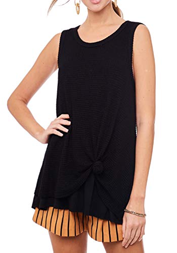 Product Cover Ladmous Womens Tops and Blouses,Womens Loose Sleeveless Tops Basic T Shirts Tank Black,XL