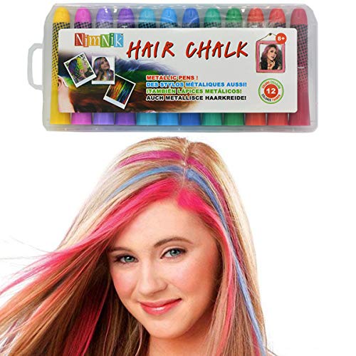 Product Cover Hair Chalk Birthday Gifts For Girls - 12 Temporary Non-Toxic Easy Washable Hair Chalk Colour Pens | Makeup Kit For All Ages | Gifts for 8 Year Old Girls Gifts for 6 7 8 9 10 11 12 Year Olds