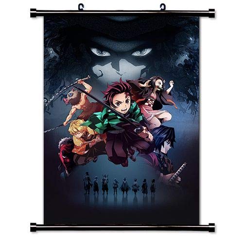 Product Cover ROUNDMEUP Demon Slayer Kimetsu no Yaiba Anime Fabric Wall Scroll Poster (16x22) Inches