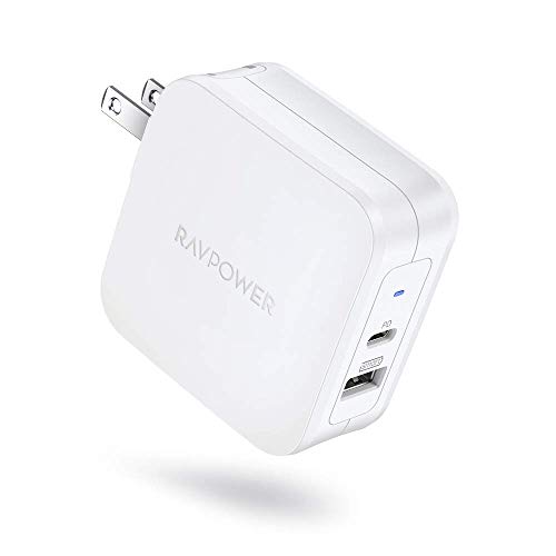 Product Cover USB C Charger, RAVPower 61W USB Wall Charger PD 3.0 Type C Charger, Dual Port USB Charger, Compatible with iPhone 11/11 Pro / 11 Pro Max, MacBook Pro Air, Dell XPS, iPad Pro 2018 and More - White