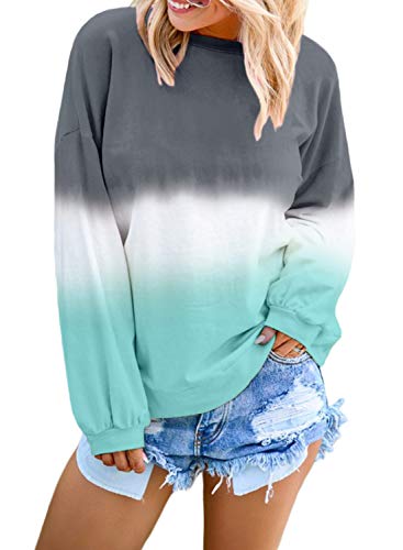 Product Cover Eytino Women Long Sleeve Sweatshirt Colorblock Tie Dye Printed Pullover Tops(S-2XL)