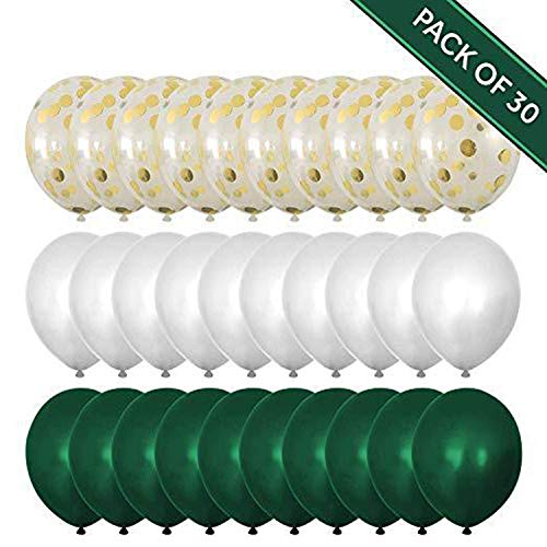 Product Cover Jungle Safari Dinosaur Theme Party Supplies- 30pcs 12 Inch Green White Latex Balloons with Confetti Balloon Ideal for Baby Shower Summer Party Pool Hawaiian Boy Birthday Party Decorations
