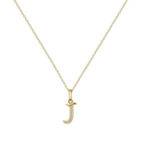 Product Cover Hidepoo J Initial Necklace for Teen Girls - Dainty 14k Gold Filled Cubic Zirconia Letter Pendant Necklace Tiny Initial Necklace Jewelry Gifts for Women Bridesmaid Valentine's Day Christmas Day Gift