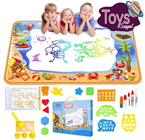 Product Cover ToysSuggest Aqua Magic Doodle Water Drawing Mat Large Toddle Educational Painting Board for Kids for Age 1 2 3 4 5 6 7 8