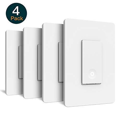 Product Cover Smart Light Switch, Laghten Wi-Fi Light Switch, Works with Alexa, Google Assistant and IFTTT, Single-Pole, Schedule, Remote Control, Neutral Wire Required, Easy Installation, No Hub required - 4Packs