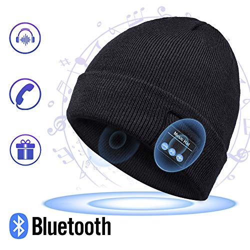 Product Cover Bluetooth Hat Beanie, Mens Gifts, Music Hat with Wireless Bluetooth V5.0 Winter Hat Built-in HD Stereo Speakers & Microphone with Rechargeable USB for Winter Outdoor Sports (Fashion Cuffed Beanie)
