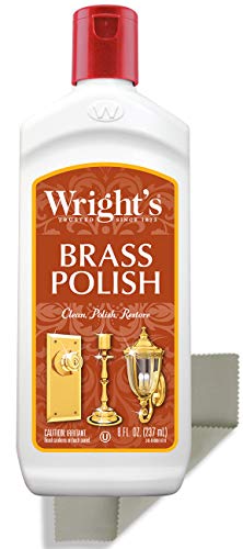 Product Cover Wright's Brass and Copper Polish and Cleaner - 8 Ounce with Polishing Cloth - Gently Cleans and Removes Tarnish Without Scratching