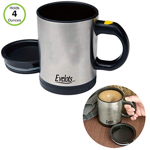 Product Cover Evelots Self Stirring Coffee Mug-Tea-Juice-Travel-12 ounces-Stainless Steel