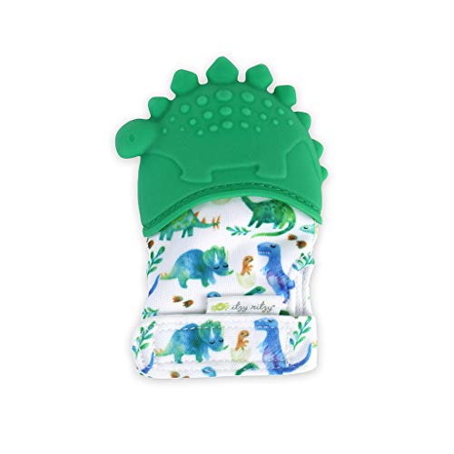 Product Cover Itzy Ritzy Silicone Teething Mitt - Soothing Infant Teething Mitten with Adjustable Strap, Crinkle Sound and Textured Silicone to Soothe Sore and Swollen Gums, Dinosaur